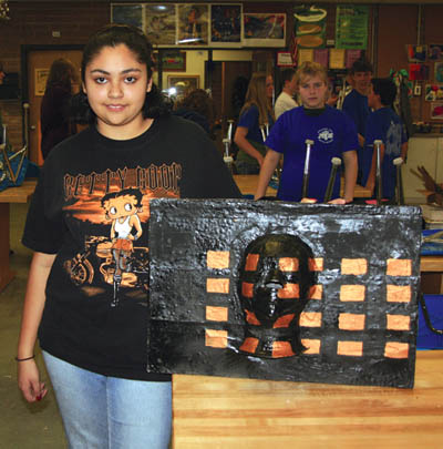 Andreina Segura displays her Pandoras Box project.
Westside Pioneer photo