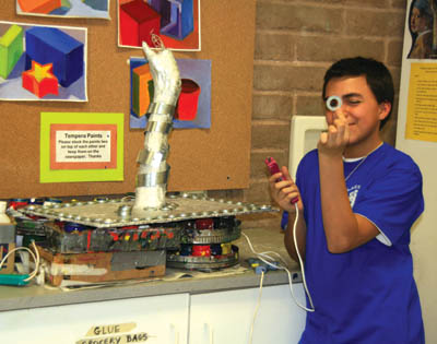 Zac Souza displays his Pandoras Box project.
Westside Pioneer photo