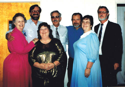 Fred Bishop (center) and his wife Yvonne (far left) celebrate their 50th wedding anniversary in 1991 with their children 
(from left) Sam, Shawnee, Rick, Fredda and Fred III.
Courtesy of Fred Bishop