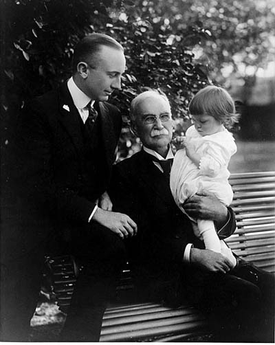  A later three-generation photo  grandfather Irving
Howbert (center), his son William (left) and his grandson
Irving Howbert, who is now 91 years old.
Courtesy of Pikes Peak Library District, Digital Collection