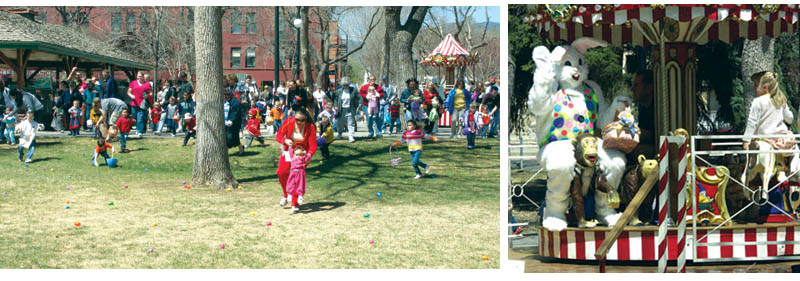 LEFT: The hunt begins for the 0-4 age group. RIGHT: The Easter bunny rides the carousel.
Westside Pioneer photos