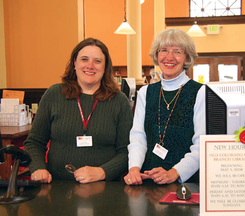 Also the Fountain Branch Library manager, Julianne Rist
(left) is phasing out of Old Colorado City. Jean Harris
(right), manager of the Monument and Palmer Lake branches, is serving at OCC in an interim capacity while a permanent replacement for Rist is found.
Westside Pioneer photo