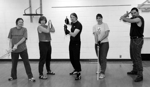 An example of the variety of classes offered through the 
West Center for Intergenerational Learning are the 
Medieval English Swordplay classes (beginning and 
intermediate). Pictured above are (from left), Meg Evans, 
Deborah Greymoon, teacher Ben Roberts, Michele Van 
Metre and Frederick Eberhart III.