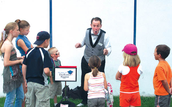 The magician known as Professor Higgins kept youngsters on their toes during the Old Colorado City merchants July 
5 event.
Westside Pioneer photo