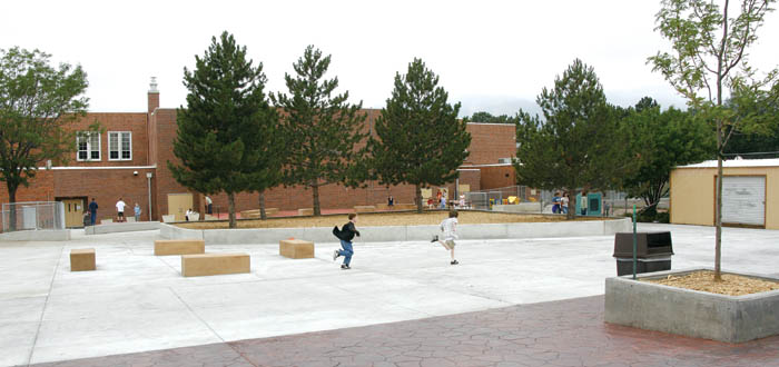 An improved new lunchtime gathering area was constructed
behind the West Middle School building this summer. Students were getting to try it out this week after the new school year started Aug. 18.
Westside Pioneer photo