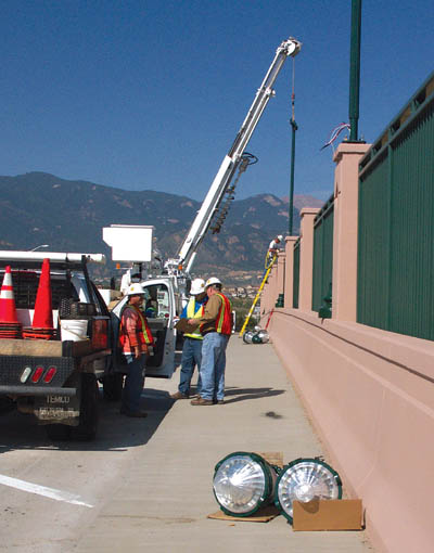 Some final work still needed to be done, including finishing installation of the historic-style light poles on the north side of 
the bridge (by the Hamlin Electric Company of Fort Morgan). 
Westside Pioneer photo