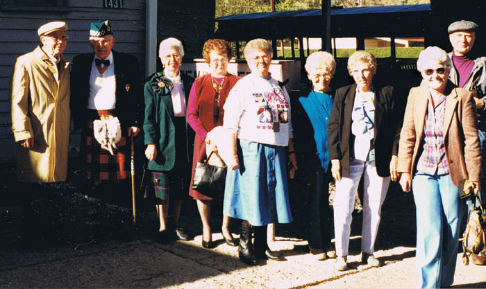 An undated Gateway Presbyterian photo (from about 20 years ago) shows (from left) the late charter member Carl 
Johnson, Rev. Dave Clark (now pastor emeritus), his wife Jan, charter member Lillian Johnson, an unidentified person
with the church, church member Mary Nell Trapp, the late church member Ruth Kruse, the late charter member Pat
Porter, and her husband and charter member Bob.
Courtesy of Gateway Presbyterian Church