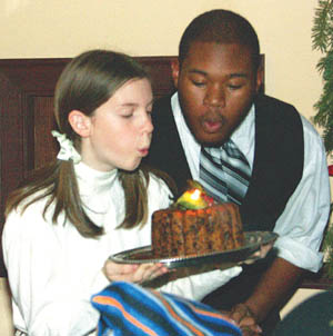 Other seasonal activities on the Westside last weekend 
included (above) Holiday Evenings at Rock Ledge Ranch  - 
Terence Borden and Molly Gardner are shown presenting
 the flaming pudding in the Orchard House
Westside Pioneer photo