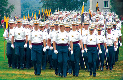 Michael April (in front) leads his battalion on the grounds of West Point this fall.
Westside Pioneer photo